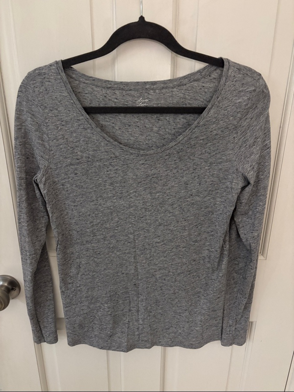 Loft Lightweight Scoop Neck Long Sleeve Top - Gray